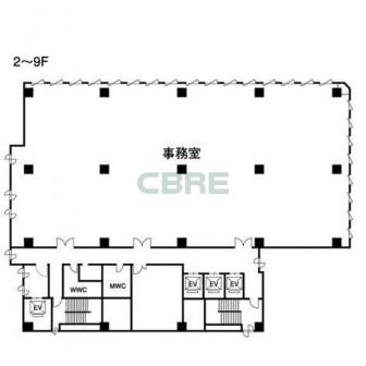 2階〜9階 平面図