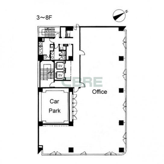 3階〜8階 平面図
