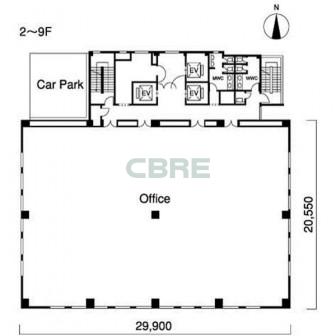 2階〜9階 平面図