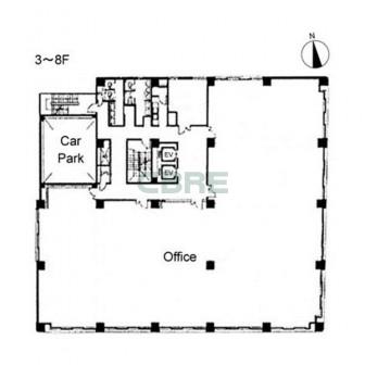 3階〜8階 平面図