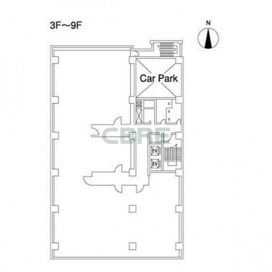 3階〜9階 平面図