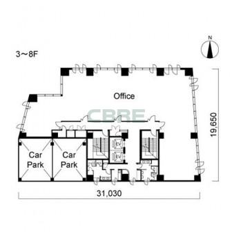 3階〜8階 平面図