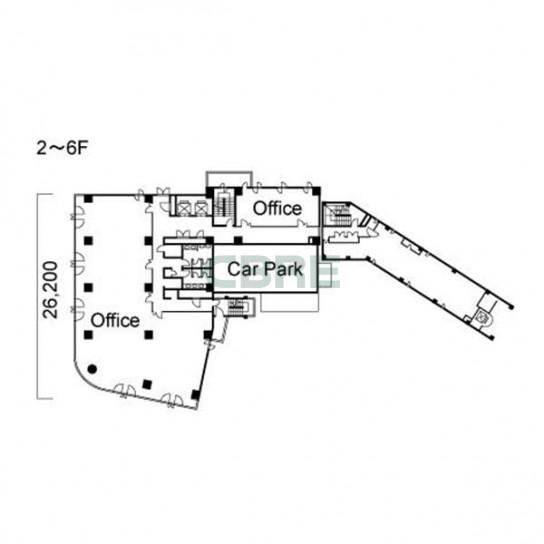 2階〜6階 平面図