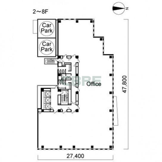 2階〜8階 平面図