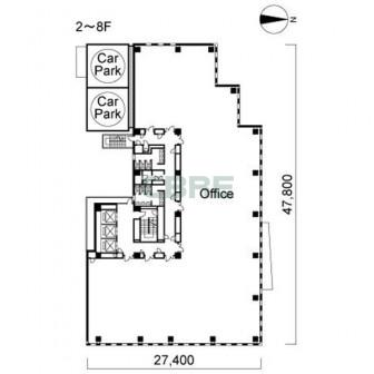 2階〜8階 平面図