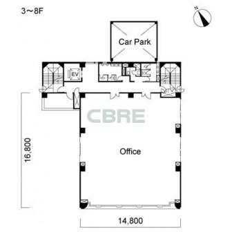 3階〜8階 平面図