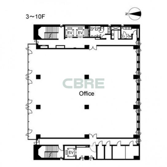 3階〜10階 平面図