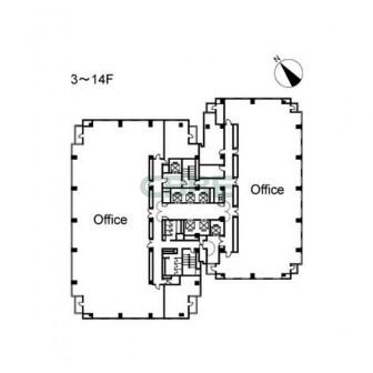 3階〜14階 平面図