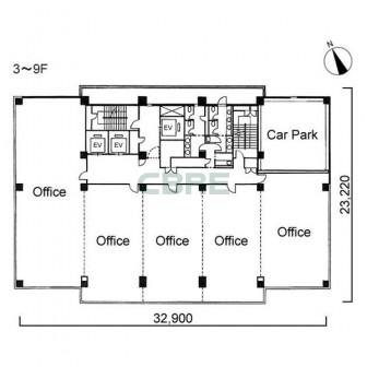 3階〜9階 平面図