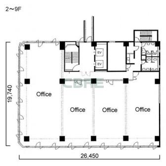 2階〜9階 平面図